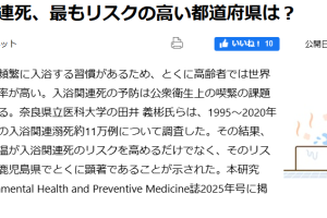 冬の溺死　鹿児島のリスクが北海道の3倍！